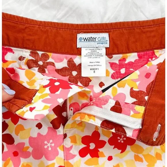 Vintage 00s Y2K Patagonia Water Girl Hawaiian Flower Surf Print Skirt size 8 - Picture 2 of 7